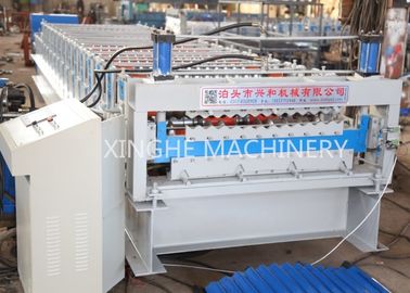 China Corrugated Wall Panel Roll Forming Machine , Aluzinc Double Layer Roofing Sheet Roll Forming Machine supplier